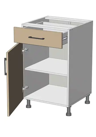Kuchynské skrinky dolná skrinka so šuplíkom š.50, v.82, Modena LDD11S5082, grafit / biely mat