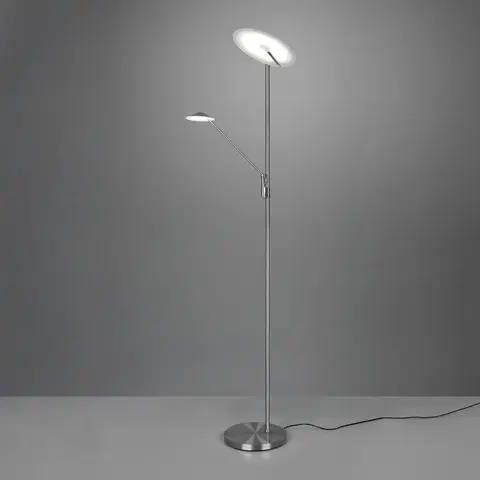 Stojacie lampy Trio Lighting LED lampa Brantford, lampa na čítanie nikel matná