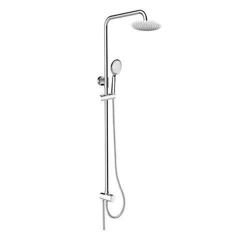 Kúpeľňové batérie MEREO MEREO - Sprchový set s tyčou, hadicou, ručnou a tanier. guľatou sprchou, slim, nerez CB95001SS1