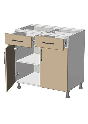 Kuchynské skrinky dolná skrinka so zásuvkami š.80, v.82, Modena LDD22S8082, grafit / biely mat