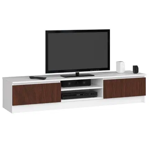 TV stolíky Dizajnový TV stolík ROMANA160, biely / wenge