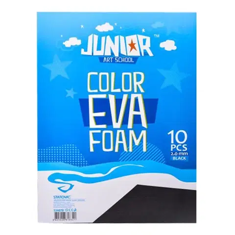 Kreatívne a výtvarné hračky JUNIOR-ST - Dekoračná pena A4 EVA čierna 2,0 mm, sada 10 ks