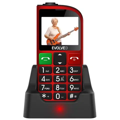 Mobilné telefóny Evolveo EasyPhone FM, červená, nabíjací stojan - SK distribúcia