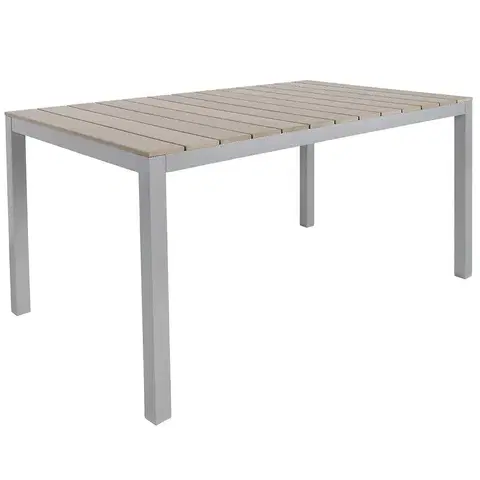 Záhradné stoly Stôl hliníkový Polywood strieborná/taupe