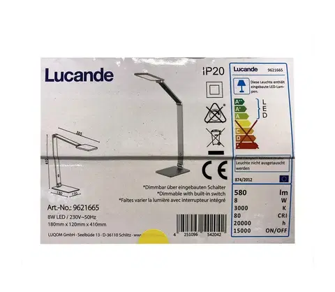 Lampy Lucande Lucande - LED Stmievateľná dotyková stolná lampa MION LED/8W/230V 