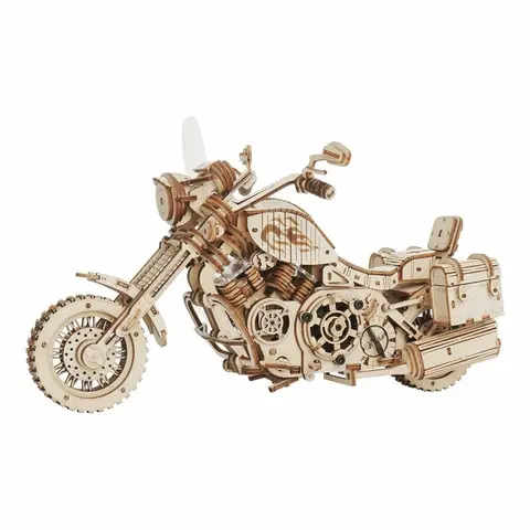 Drevené hračky RoboTime 3D drevené mechanické puzzle Motorka (cruiser)