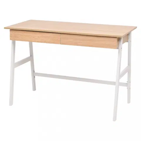 Pracovné stoly Písací stôl 110x55 cm dub / biela Dekorhome
