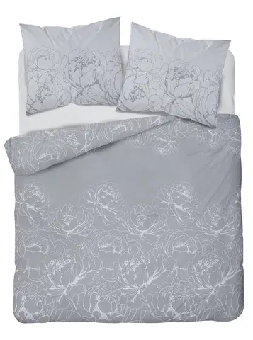 Posteľná bielizeň Súprava 1+1 posteľnej bavlnenej obliečky, Kvety na šedom