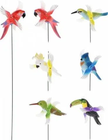 Záhradné lampy Kinekus Ozdoba zapichovacia vták 65 cm mix