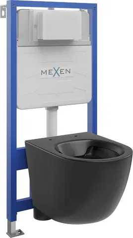 Kúpeľňa MEXEN/S - WC predstenová inštalačná sada Fenix Slim s misou WC Lena, čierna mat 6103322XX85