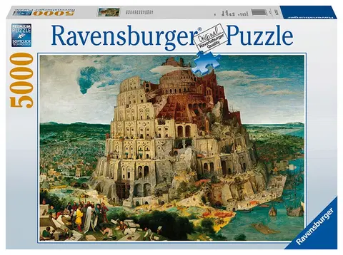 Hračky puzzle RAVENSBURGER - Brueghel starší: Stavba Babylonskej veže 5000 dielikov