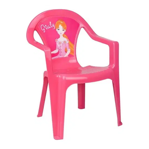 Hračky na záhradu STAR PLUS - Detský záhradný nábytok - Plastová stolička ružová Giuly
