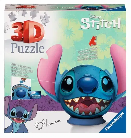 Hračky puzzle RAVENSBURGER - Puzzle-Ball Disney: Stitch s ušami 72 dielikov