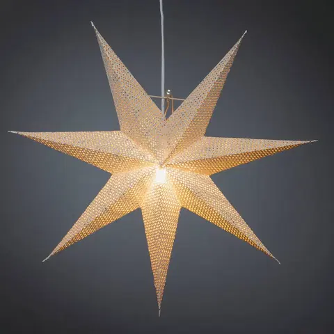 Vianočné svetelné hviezdy Konstsmide Christmas Hviezda z bieleho papiera, dierkované, 7–cípa