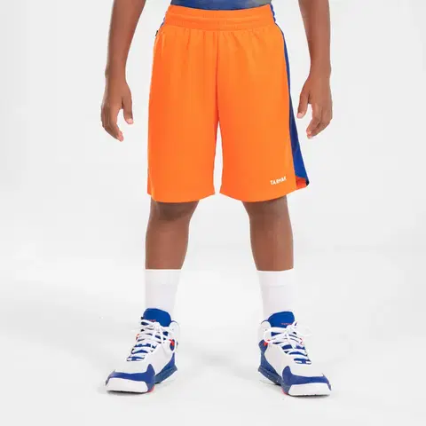 nohavice Detské basketbalové šortky SH500 oranžové
