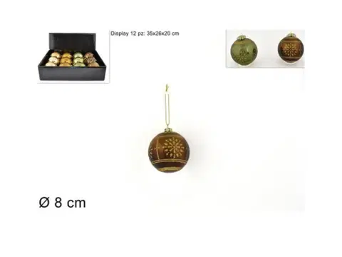 Vianočné ozdoby MAKRO - Guľa vianočná 8cm rôzne motívy a farby
