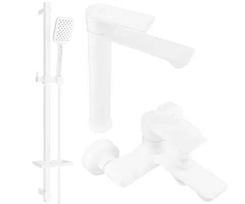 Sprchy a sprchové panely MEXEN/S - Royo DQ62 Set umývadlové a vaňové batérie s príslušenstvom, biela 72213DQ62-20