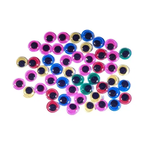 Kreatívne a výtvarné hračky JUNIOR-ST - Dekorácia pohyblivé oči farebné 10 mm, sada 50 ks