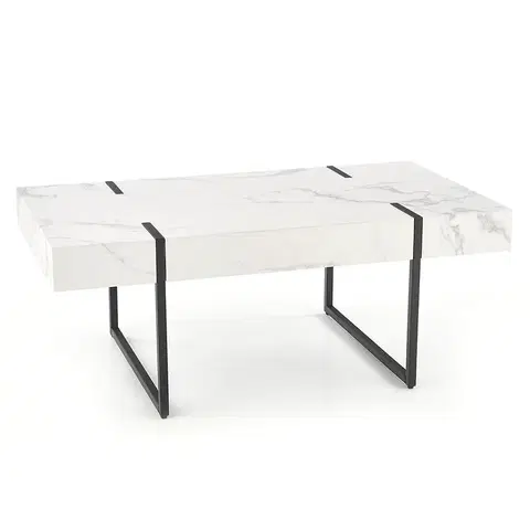 Konferenčné stolíky s úložným priestorom Konferenčný stolík Blanca biely mramor/čierna