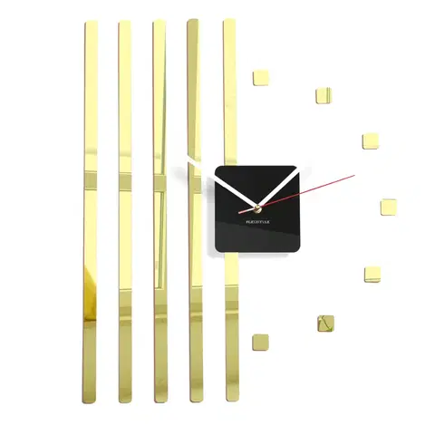 Hodiny Nástenné akrylové hodiny štvorce Flex z10b, 58 cm, zlaté zrkadlo