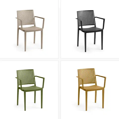 Záhradné stoličky a kreslá Plastové kreslo s podrúčkami HELSINKY (rôzne farby) béžová