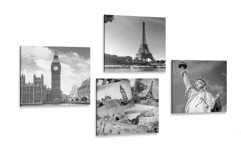 Zostavy obrazov Set obrazov mestá a historické pohľadnice