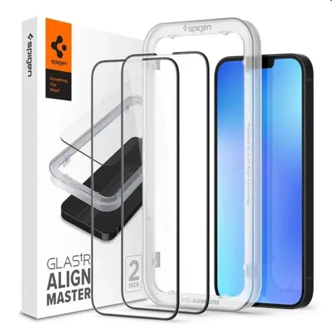 Ochranné fólie pre mobilné telefóny Tvrdené sklo Spigen Align Glass pre Apple iPhone 14 Plus, 13 Pro Max, 2 kusy AGL03377