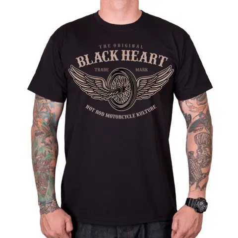 Pánske tričká Tričko BLACK HEART Wings čierna - XXL