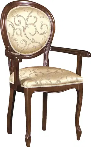 Jedálenské stoličky TARANKO Fotel O rustikálne jedálenské kreslo nový orech / hnedý vzor (A4 0904)