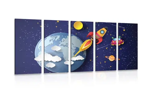 Detské obrazy 5-dielny obraz hurá do vesmíru