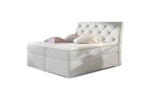 Postele NABBI Beneto 140 čalúnená manželská posteľ s úložným priestorom biela
