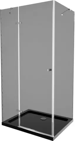 Vane MEXEN/S - Roma sprchovací kút 80x100, grafit, chróm + čierna vanička so sifónom 854-080-100-01-40-4070