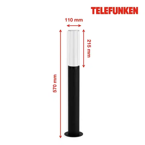 Osvetlenie príjazdovej cesty Telefunken Telefunken Bristol LED svietidlo, 57 cm, čierna