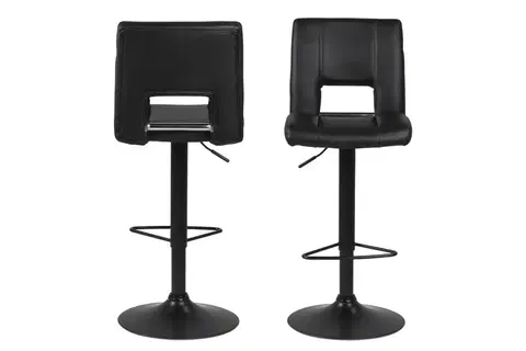 Barové stoličky Dkton Dizajnová barová stolička Nerine, čierna-ekokoža