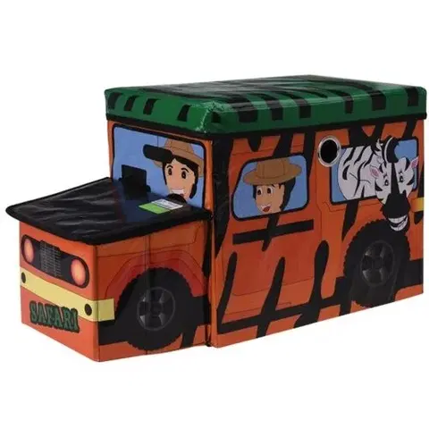 Úložné boxy Detský úložný box a sedátko Safari bus oranžová, 55 x 26 x 31 cm