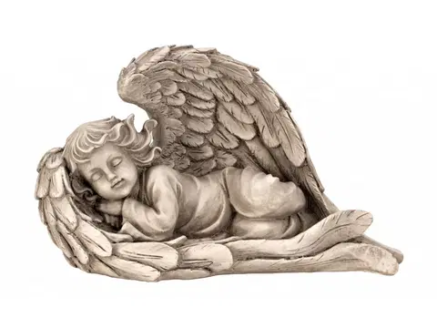 Sošky, figurky - anjeli MAKRO - Anjel spiaci v krídlach 19x30cm
