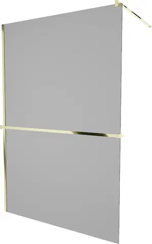 Sprchové dvere MEXEN/S - KIOTO Sprchová zástena WALK-IN s poličkou a držiakom uterákov 120 x 200, grafit 8 mm, zlatá 800-120-121-50-40