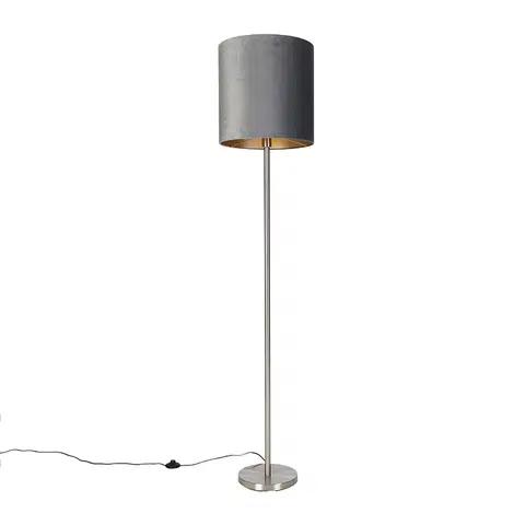 Stojace lampy Moderná stojanová lampa z oceľového textilného tienidla sivá 40 cm - Simplo