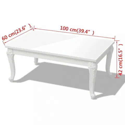 Konferenčné stolíky Konferenčný stolík biela vysoký lesk Dekorhome 100x60x42 cm
