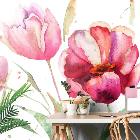 Tapety s imitáciou malieb Tapeta tulipány v zaujímavom prevedení