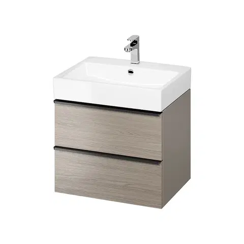 Kúpeľňa CERSANIT - SET B610 VIRGO 60, šedá (umývadlo + skrinka), čierne úchyty S801-430