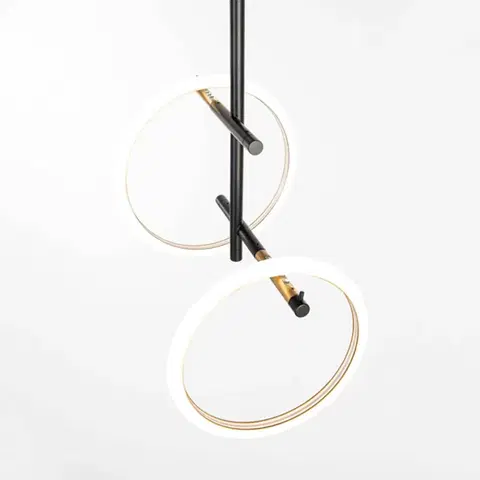 Stropné svietidlá Marchetti Stropné svietidlo LED Ulaop, dva krúžky, čierne