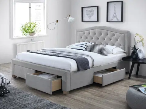 Manželské postele CATERA manželská posteľ 140x200 cm, šedá, dub