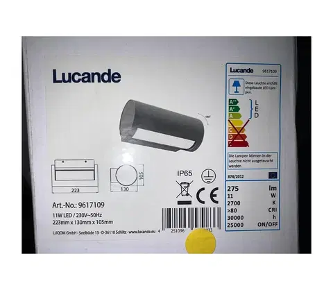 LED osvetlenie Lucande Lucande - LED Vonkajšie nástenné svietidlo BOHDAN LED/11W/230V IP65 