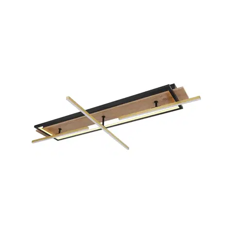 Stropné svietidlá Globo Beatrix LED stropné svietidlo, dĺžka 100 cm, drevo/čierna, drevo