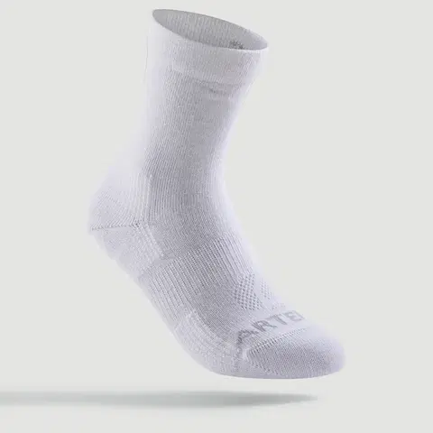 bedminton Detské športové ponožky RS 160 vysoké 3 páry tmavomodro-biele