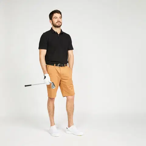 golf Pánske golfové chino šortky MW500 orieškovo hnedé