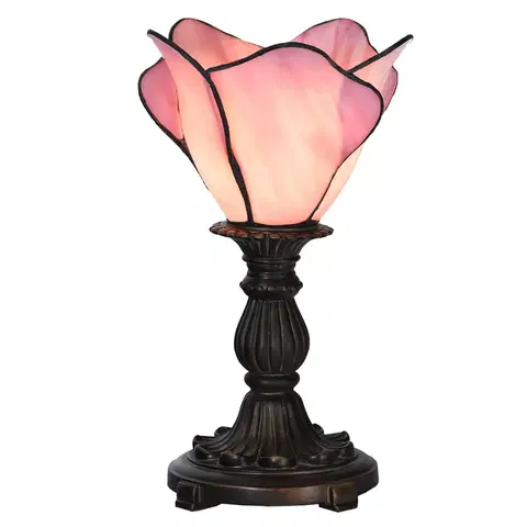 Stolové lampy Clayre&Eef Stolová lampa 5LL-6099 v ružovej, štýl Tiffany