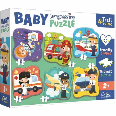 Puzzle Trefl Baby puzzle Povolania a vozidlá, 6v1 (2-6 dielikov)