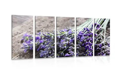 Obrazy kvetov 5-dielny obraz kytica z levandule